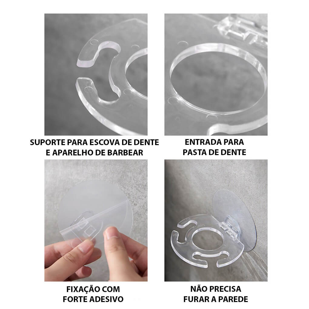 Suporte de Parede Para Escova de Dente e Aparelho de Barbear