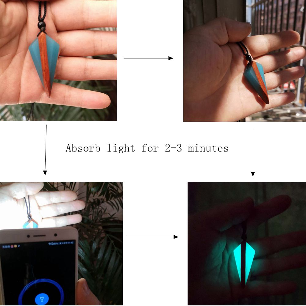 Colar Fluorescente de Madeira Brilha no Escuro - Vários Modelos