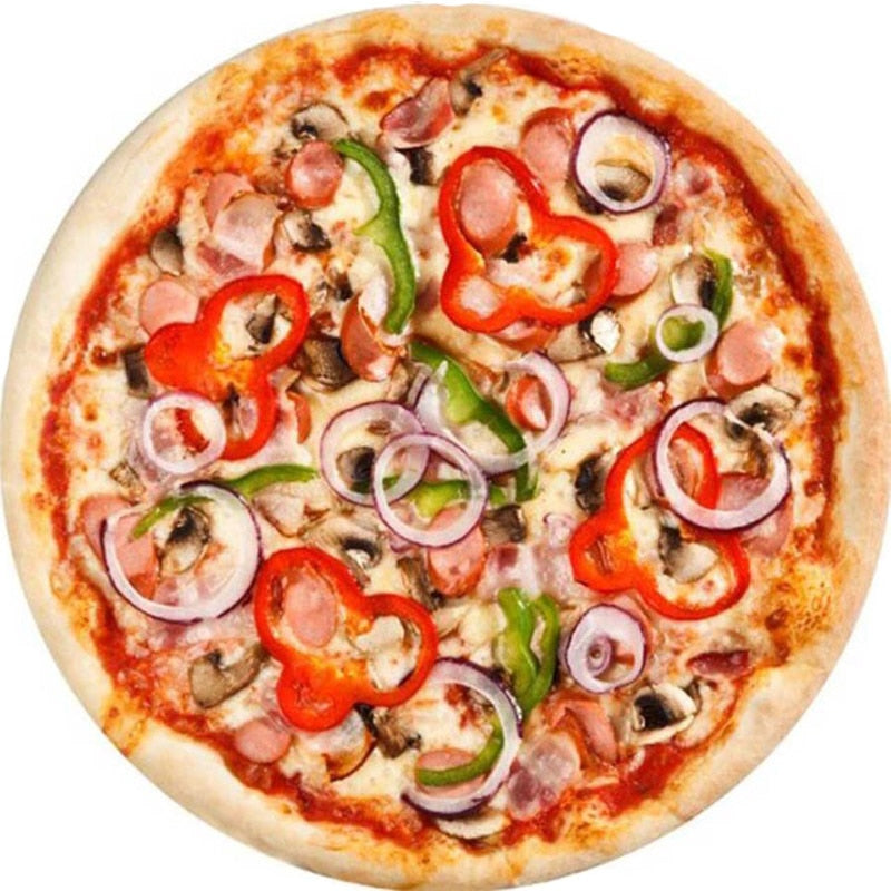 Cobertor Redondo Estampa de Pizza ou Donut