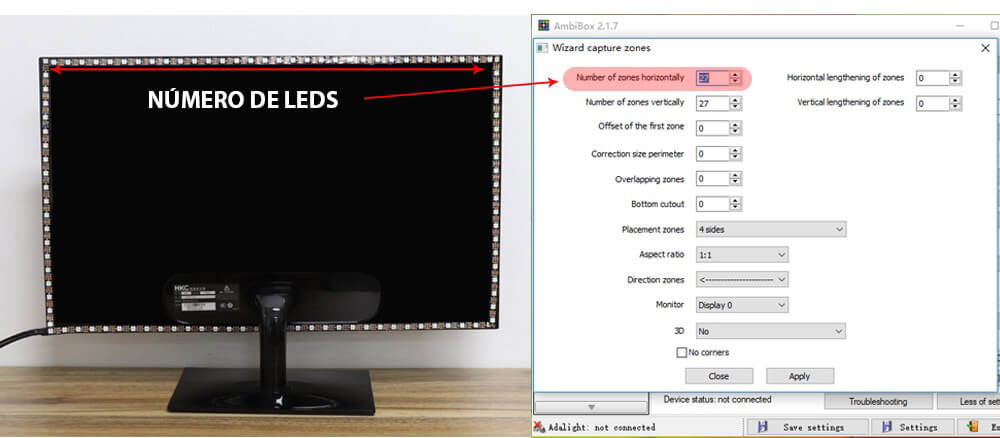 Fita de LED Ambilight RGB Para Monitor, TV Box e TV com Android