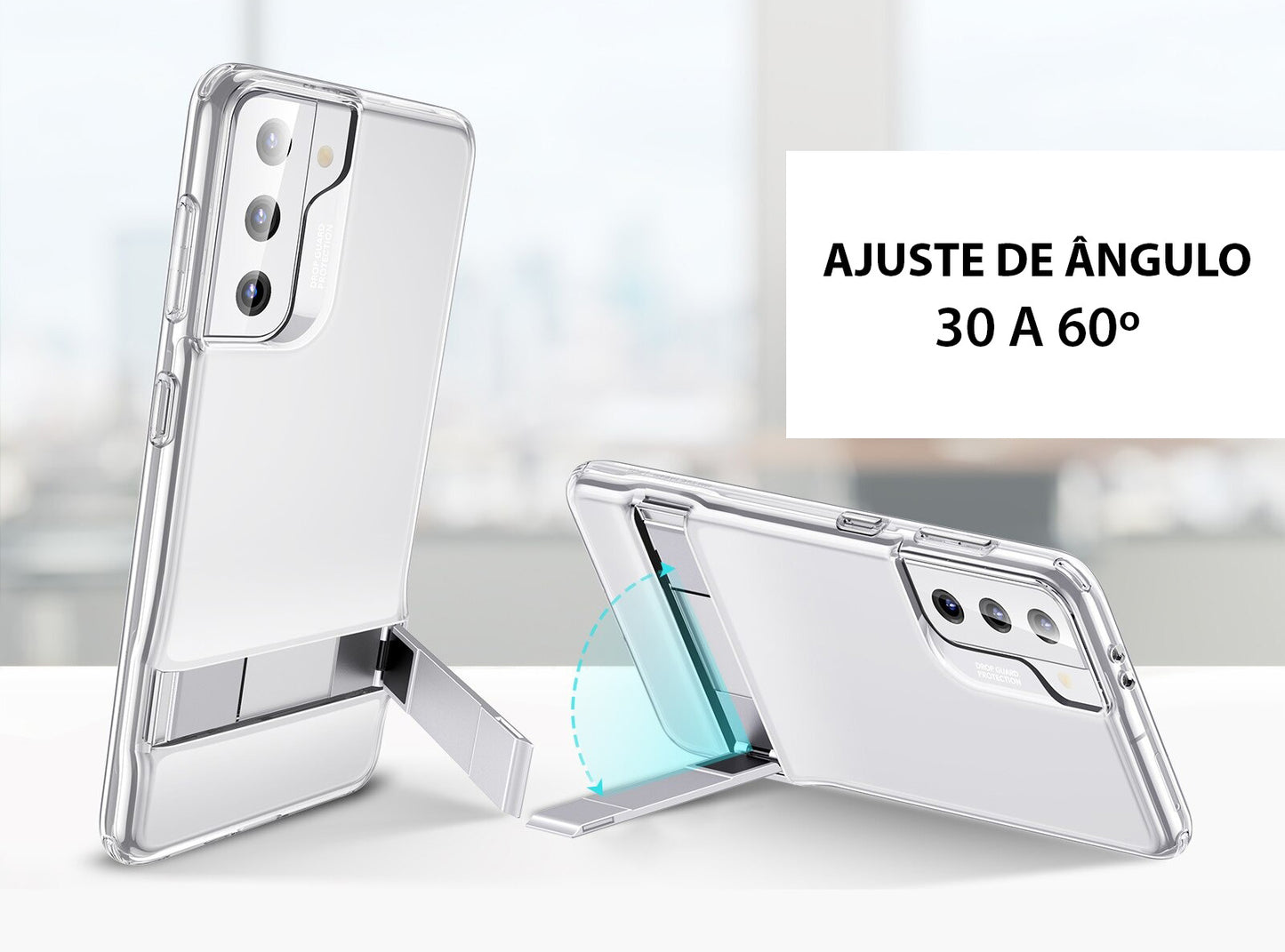 Capinha Premium Ultra Fina Para Samsung Galaxy S21 Com Stand de Metal - GosteiQuero