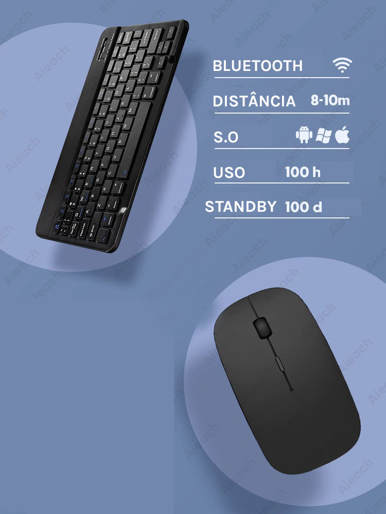 Kit Com Teclado e Mouse Sem Fio Para Celular, Tablet e PC - GosteiQuero