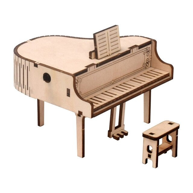 Grande piano de madeira caixa de música 3d puzzle jogo mini piano  brinquedos grandes presentes para crianças meninas clássico agradável caixa  de música com fezes artesanato - AliExpress