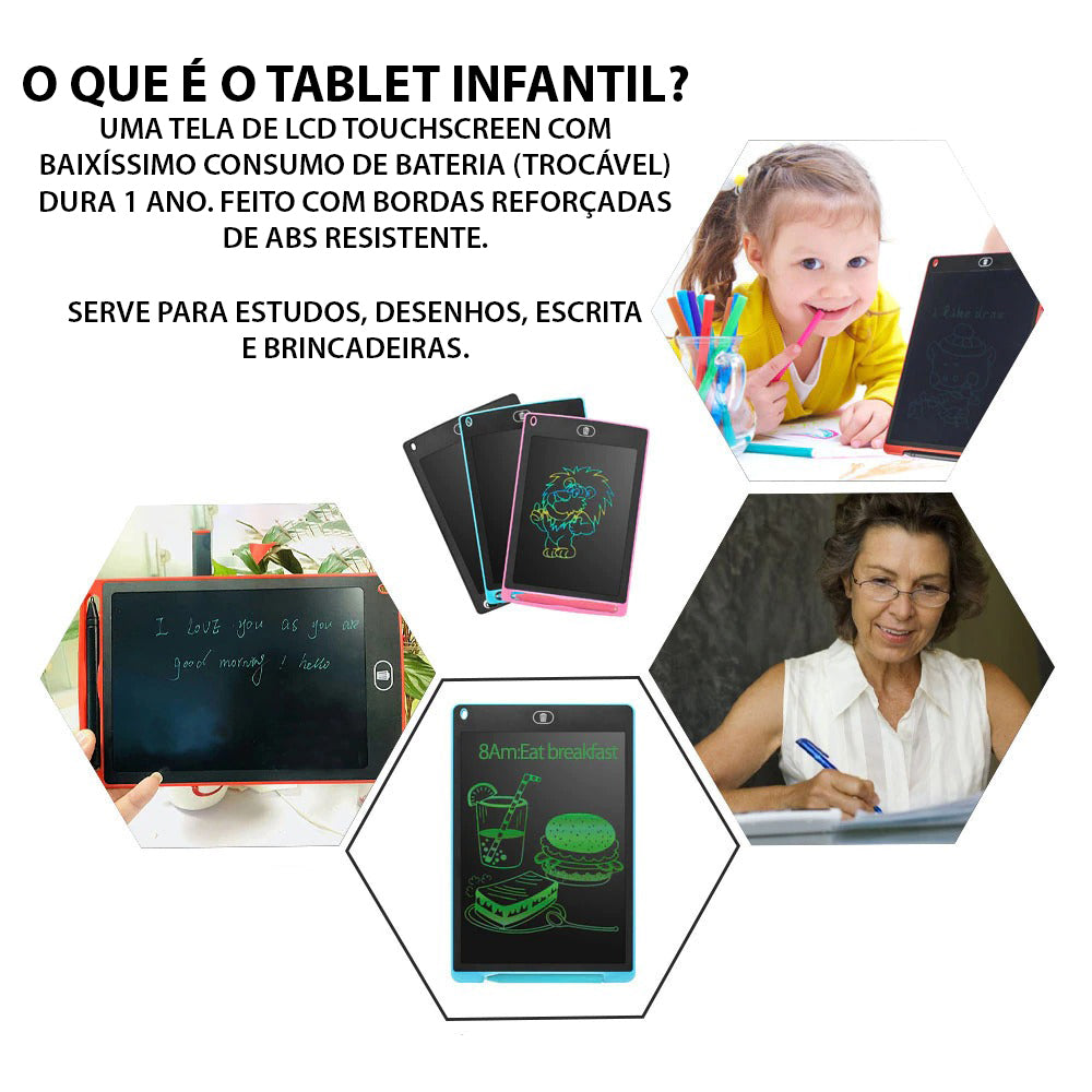 Tablet Infantil Para Desenho, Escrita, Estudo