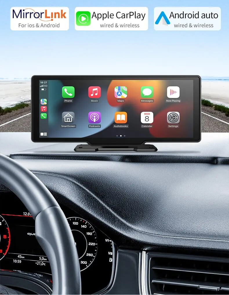 Central Multimídia Universal Para Carro 10.26" Com Apple CarPlay e Android Auto Sem Fio