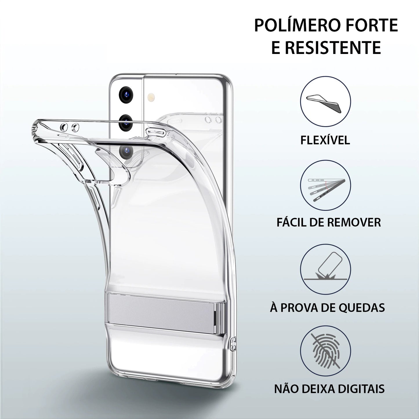 Capinha Premium Ultra Fina Para Samsung Galaxy S21 Com Stand de Metal - GosteiQuero