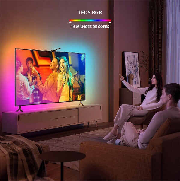 Ambilight RGB Com Câmera e Alexa Para TV de 55-65" Sincroniza LED Com Imagem