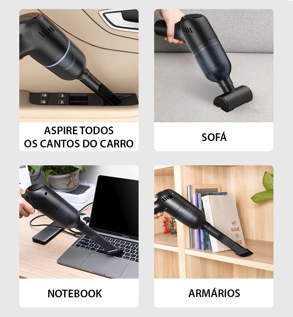 Aspirador Portátil Sem Fio Para Carro e Casa - GosteiQuero