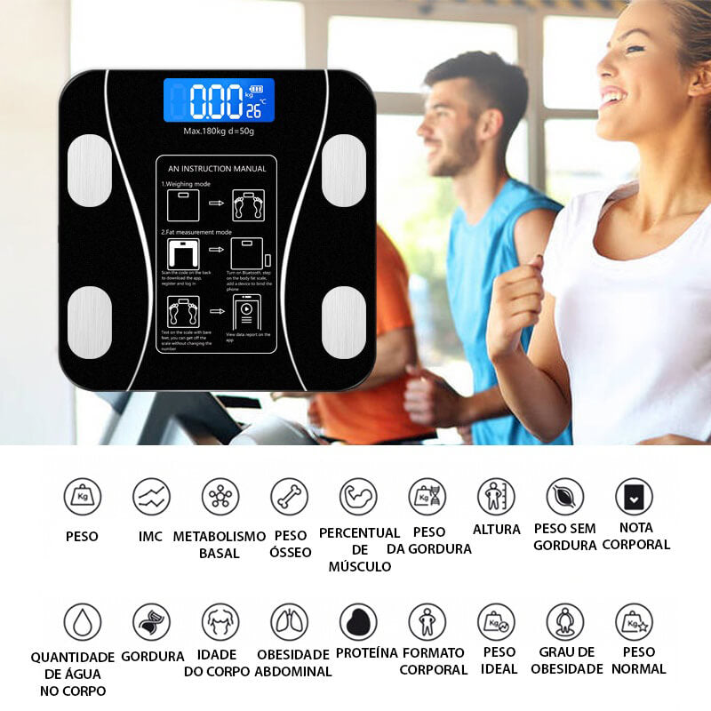 Balança Digital Bluetooth 180kg Com Dados Corporais Para Perda de Peso –  GosteiQuero