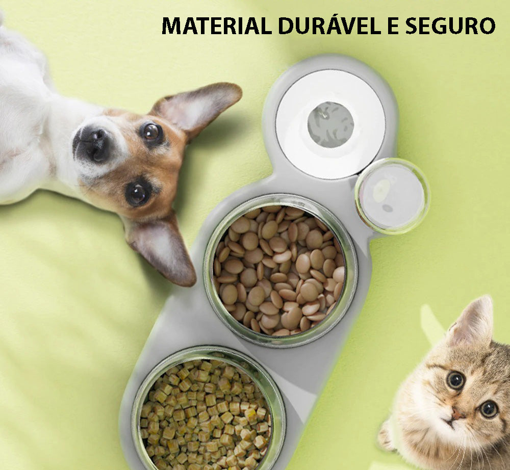 Bebedouro e Comedouro Duplo Com Inclinação - Para Cães e Gatos - GosteiQuero