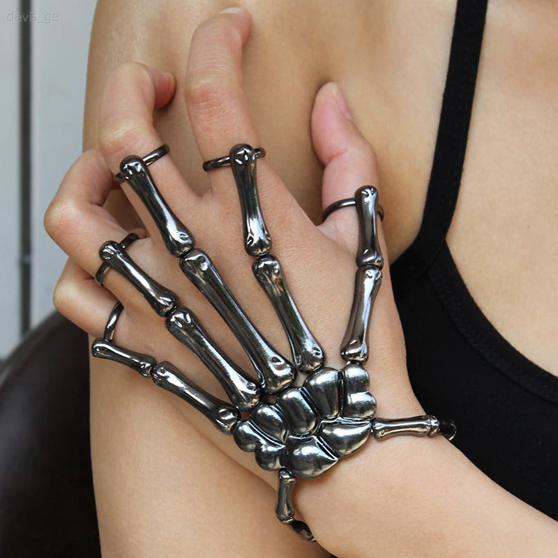 Bracelete Punk Gótico - Mão Esqueleto
