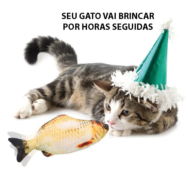 Brinquedo Interativo Para Gato - Peixe Vivo Com Catnip - GosteiQuero