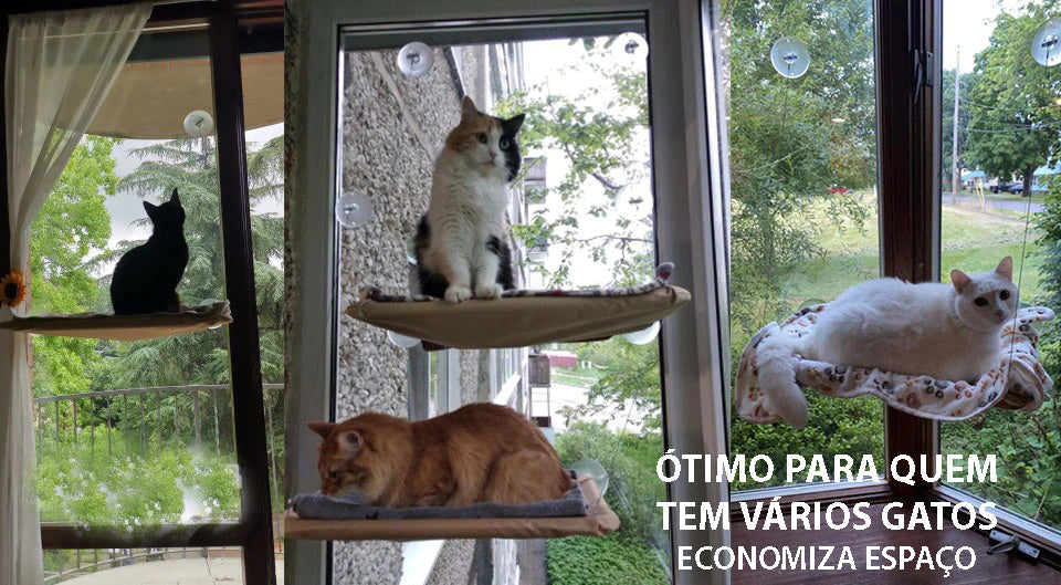 Cama Suspensa Para Gatos - Com Ventosas Para Fixar em Janela - GosteiQuero