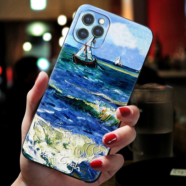 Capinha 3D Para iPhone Van Gogh "Barcos de Pesca no Mar" - GosteiQuero