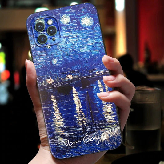 Capinha 3D Para iPhone Van Gogh "Starry Night over the Rhône" - GosteiQuero