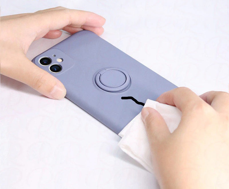 Capinha de Silicone Líquido Para iPhone Com Suporte Para Dedo