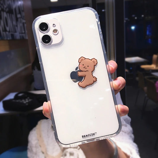Capinha Transparente Urso Fofo Para iPhone