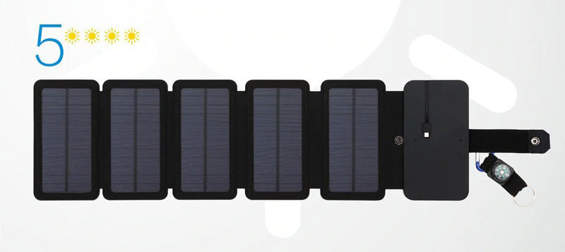 Carregador Por Energia Solar 10W Com 5 Painéis Solares - GosteiQuero