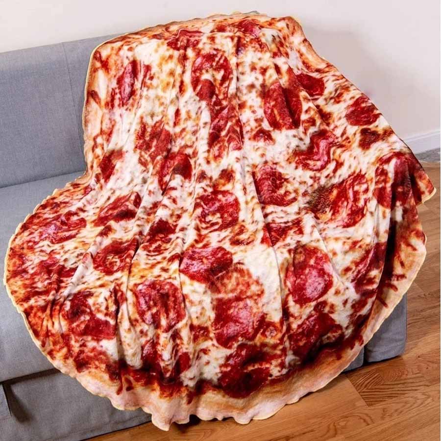 Cobertor Redondo Estampa de Pizza ou Donut