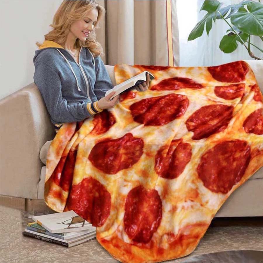 Cobertor Redondo Estampa de Pizza ou Donut