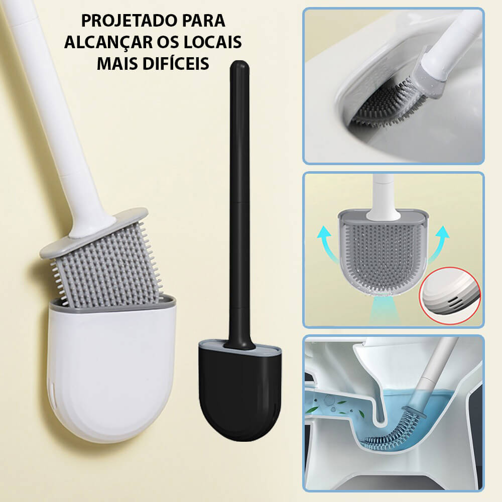 Escova Sanitária de Silicone Reta Para Banheiro - Limpa Vaso Sanitário
