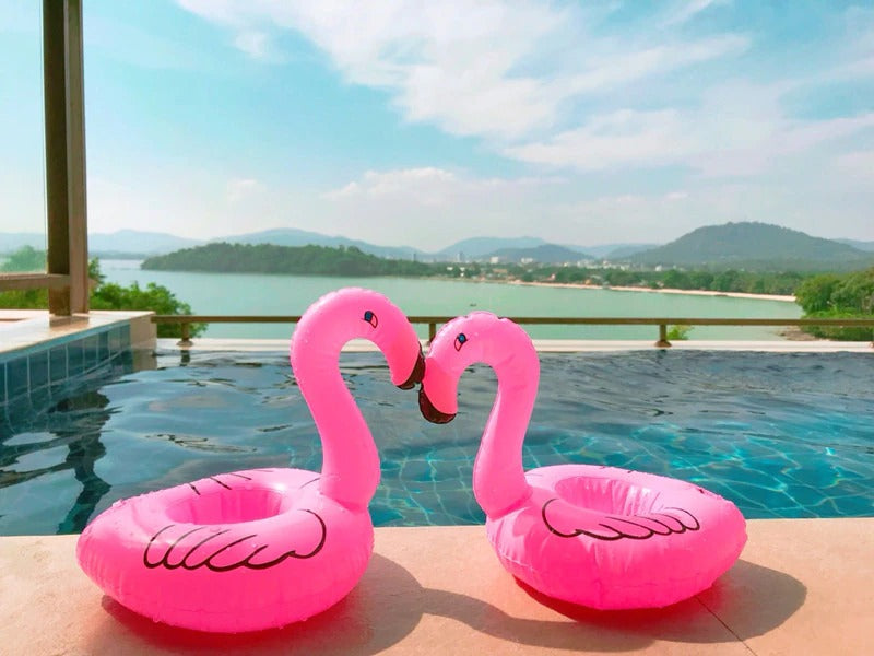 Flamingo Porta Copos Infláveis Perrengue Chique - Kit Com 5