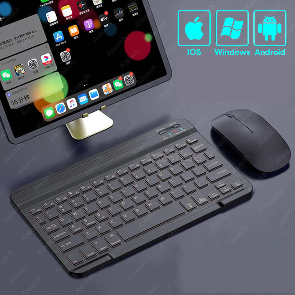 Kit Com Teclado e Mouse Sem Fio Para Celular, Tablet e PC - GosteiQuero