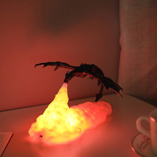 Luminária Dragão Cospe Fogo em 3D