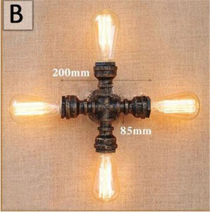 Luminária Industrial de Parede Com Canos de Ferro e Lâmpadas Retrô - 16 Modelos