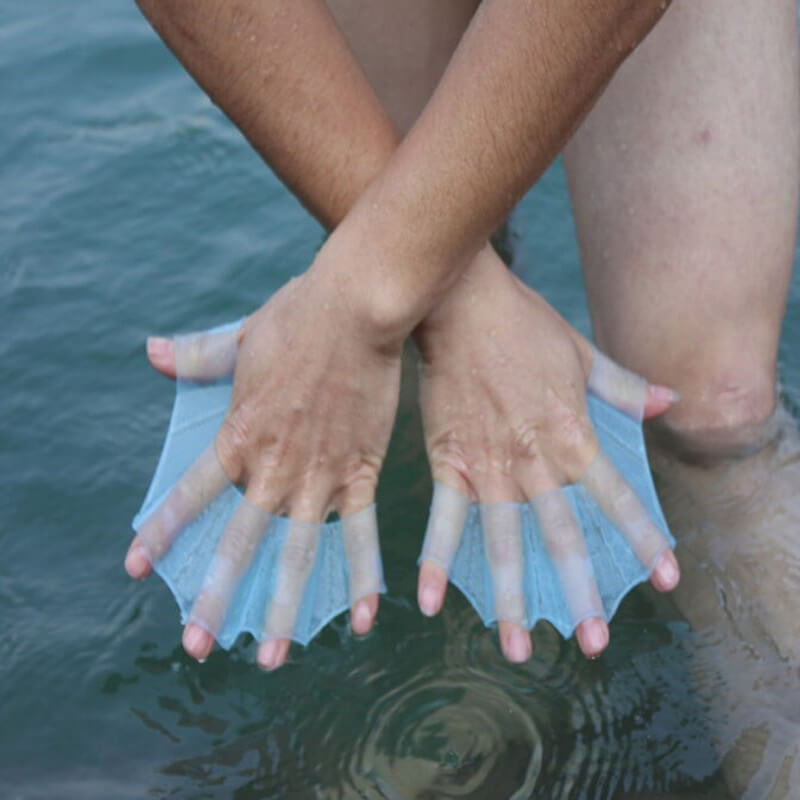 Luva Nadadeira de Silicone Para as Mãos - Natação, Mergulho e Surf