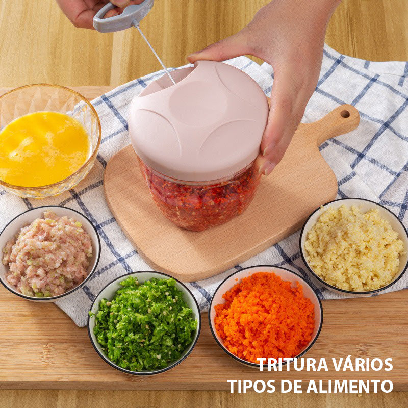 Mini Processador de Alimentos - Manual Com Corda