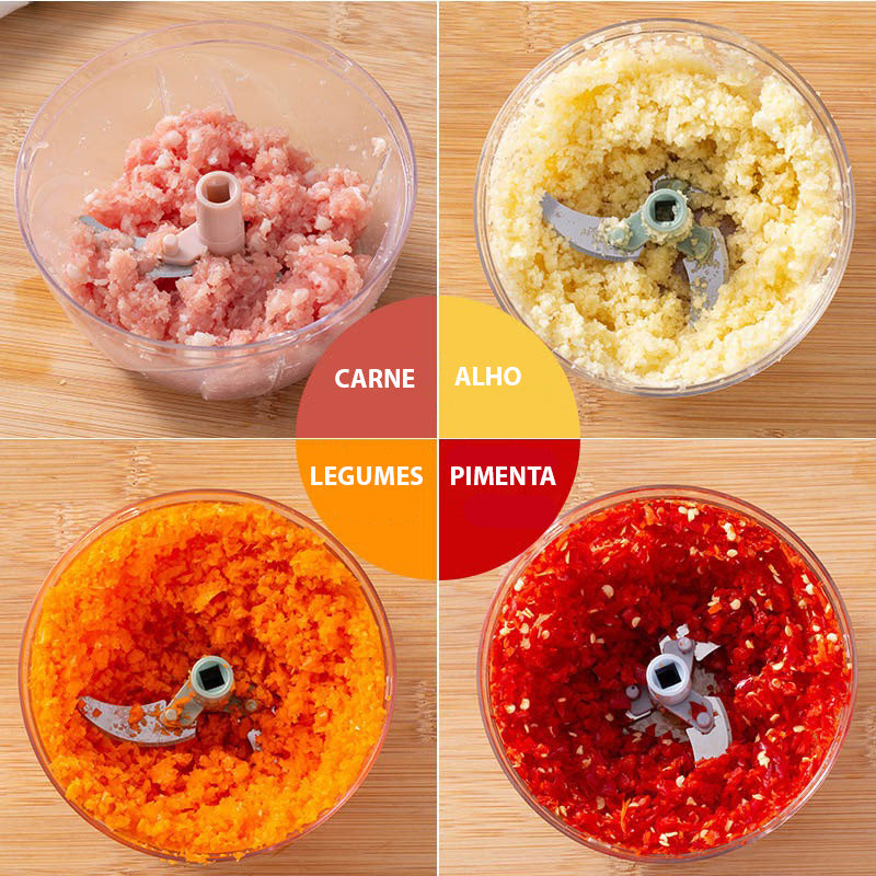 Mini Processador de Alimentos - Manual Com Corda