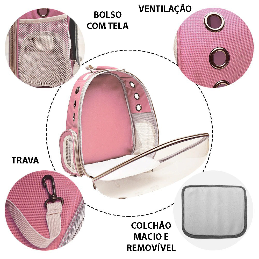Mochila de Transporte Para Gato Com Visor - Várias Cores
