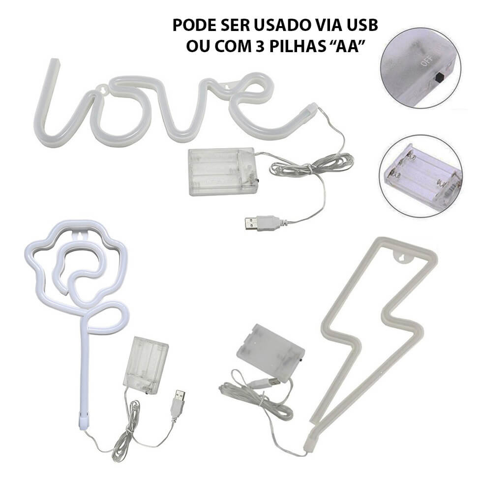 Neon Decorativo USB Grupos A-K - 99 Modelos Diferentes