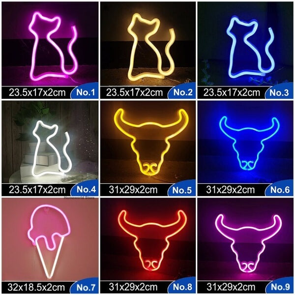 Neon Decorativo USB Grupos A-K - 99 Modelos Diferentes