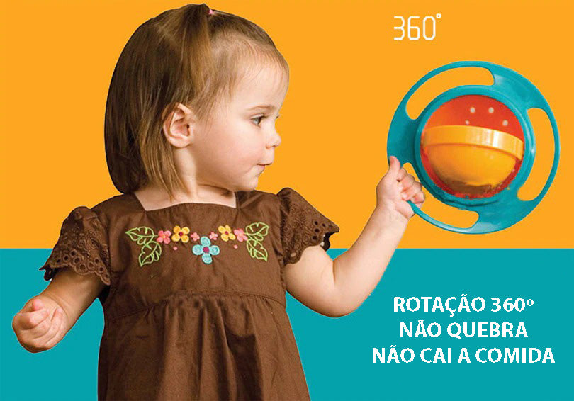Prato Giratório 360º Para Bebê - Não Cai Comida