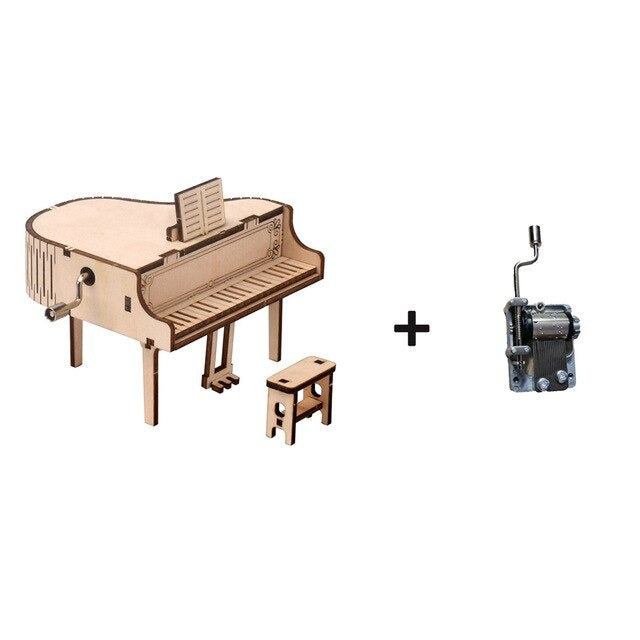 Puzzle 3D de Madeira Para Montar - Piano e Radiola + Caixa de Música