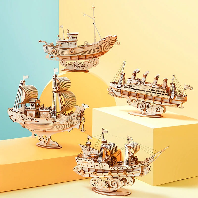 Puzzle 3D de Madeira Para Montar - Navios
