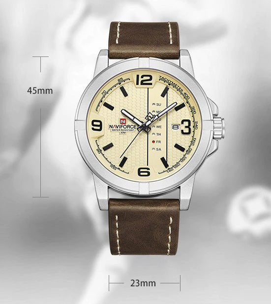 Relógio de Pulso Masculino Naviforce 9177 Com Pulseira de Couro - GosteiQuero