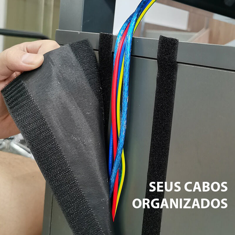 Velcro Organizador Para Esconder Fios - Preto ou Cinza